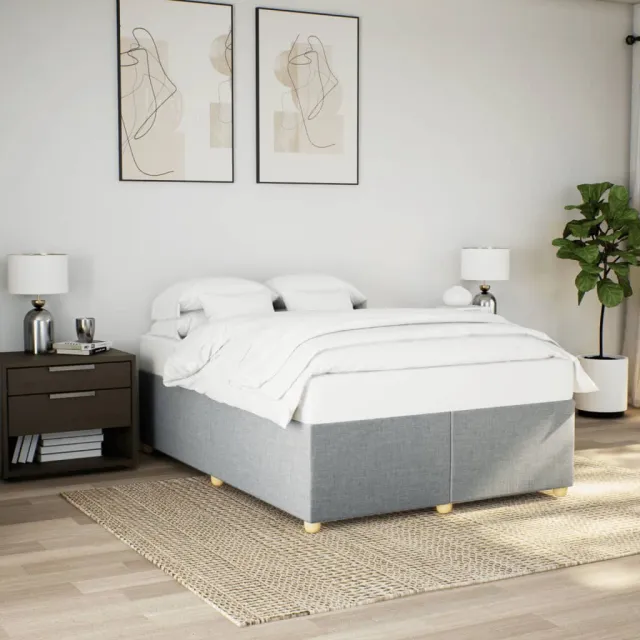 vidaXL Bedframe zonder matras stof lichtgrijs 140x190 cm grijs