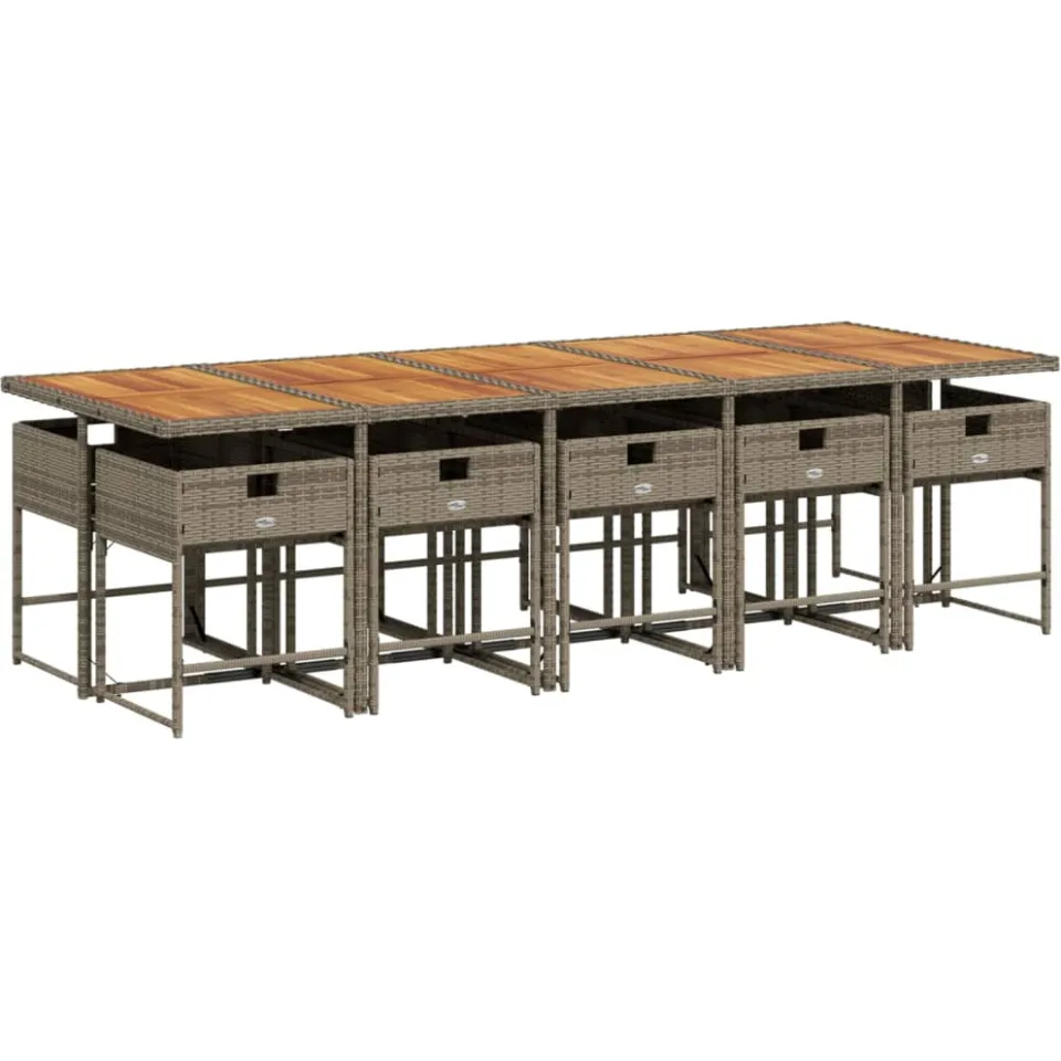 vidaXL 11-delige Tuinset met kussens poly rattan grijs, foto 3