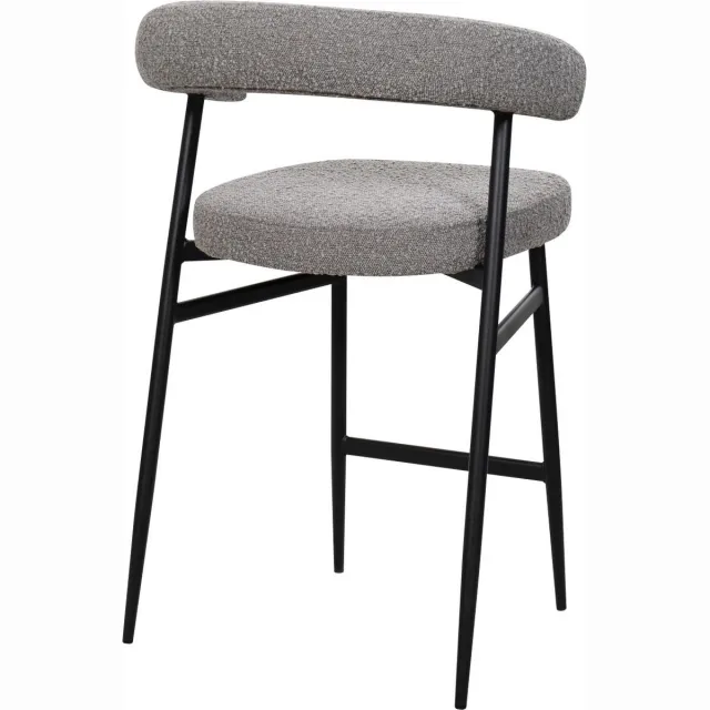 HTfurniture barkruk-cream color-black legs Grijs
