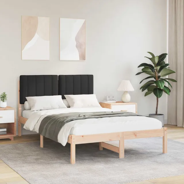 vidaXL Bedframe met Gevoerd Hoofdgedeelte Naturel en Zwart