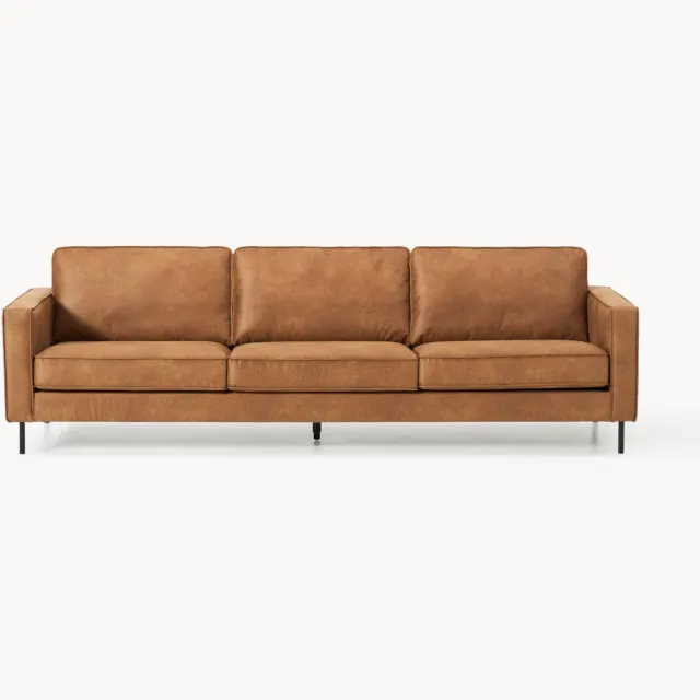 Westwing Collection Leren bank Hunter (4-zits) Bruin