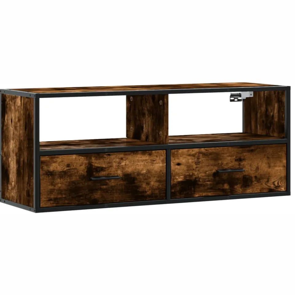 vidaXL Tv-meubel 100x31x39,5 cm bewerkt hout metaal gerookt eikenkleur, foto 3