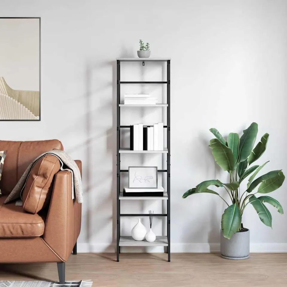 vidaXL Boekenkast 4-laags 40 x 29,5 x 149 cm Bewerkt hout Grijs Sonoma, foto 4