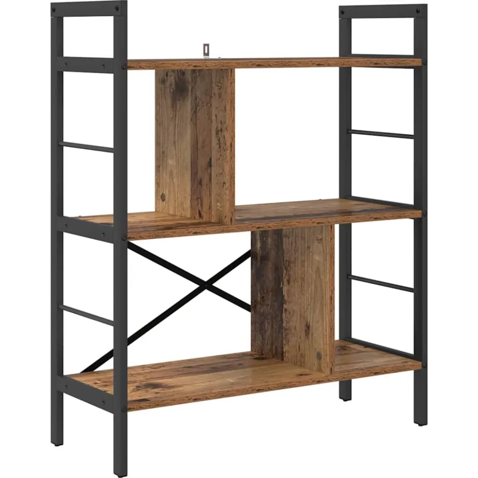 vidaXL Boekenkast 5-laags 75 x 30 x 91 cm Bewerkt hout Oud Hout bruin, foto 3