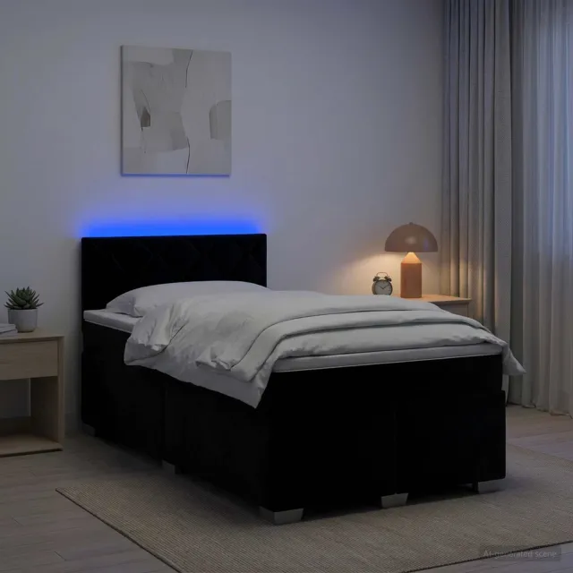 vidaXL Boxspring Bed met Matras en LED Zwart 120 x 190 cm fluweel
