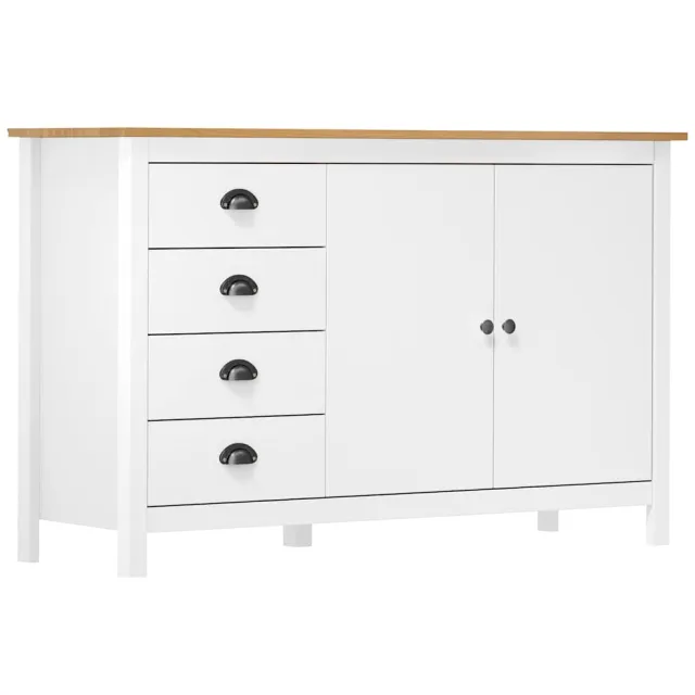 vidaXL Dressoir Hill 130x40x80 cm massief grenenhout wit