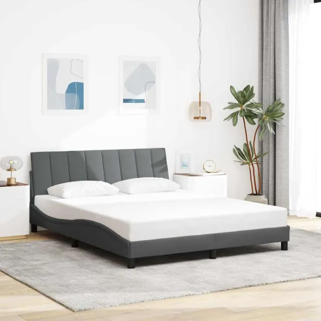 vidaXL Bedframe zonder matras "Hanko" stof donkergrijs 160x200 cm