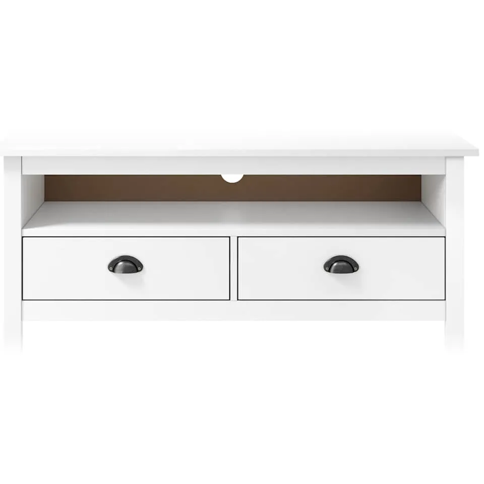 vidaXL Tv-meubel Hill 110x40x47 cm massief grenenhout wit, foto 2