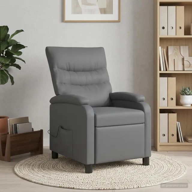 vidaXL Massage Recliner Grijs Kunstleer