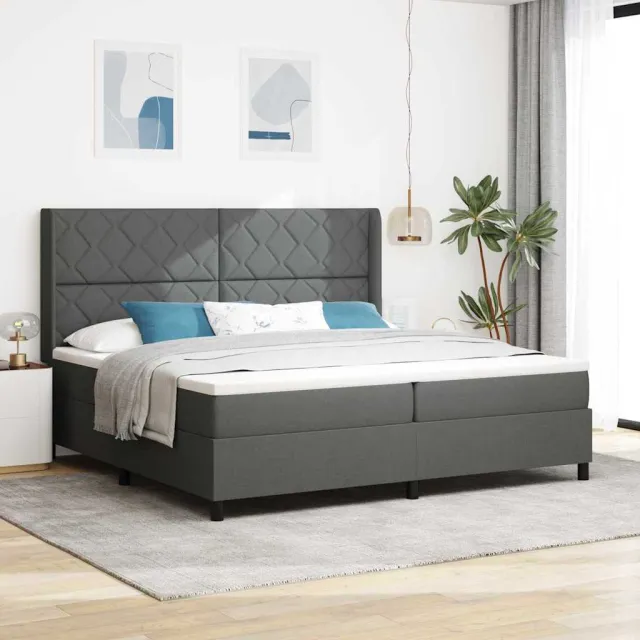 vidaXL LED Box Spring Bed met hoofdeinde Donkergrijs 200 x 200 cm Stof
