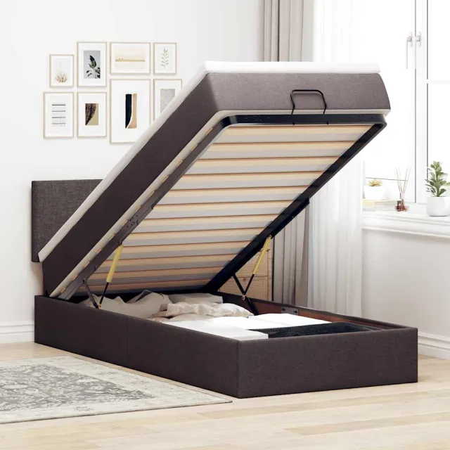vidaXL Ottoman bed met matras en LED's 80x200cm stof donkerbruin