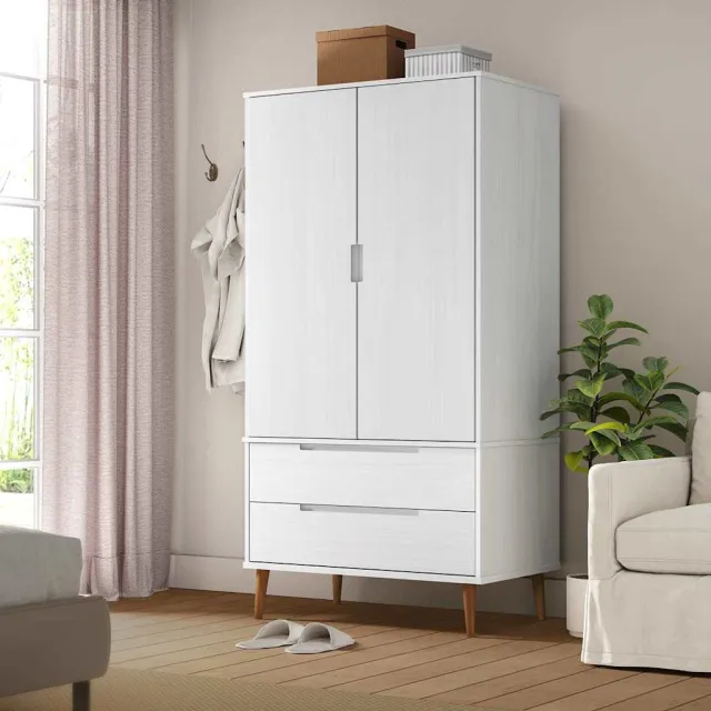 vidaXL Kledingkast MOLDE 90x55x175 cm massief grenenhout wit