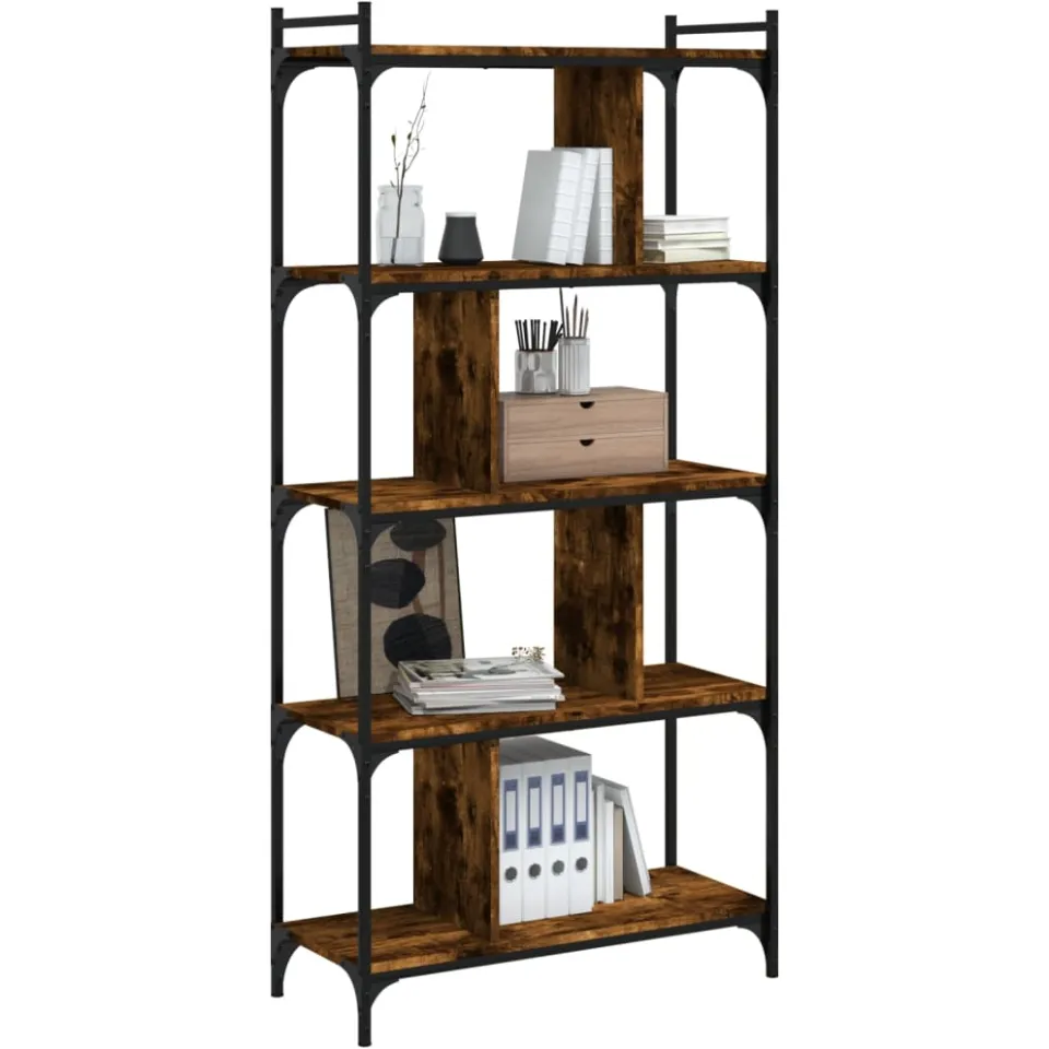 vidaXL Boekenkast 5-laags 76x32x158 cm bewerkt hout gerookt eikenkleur Bruin