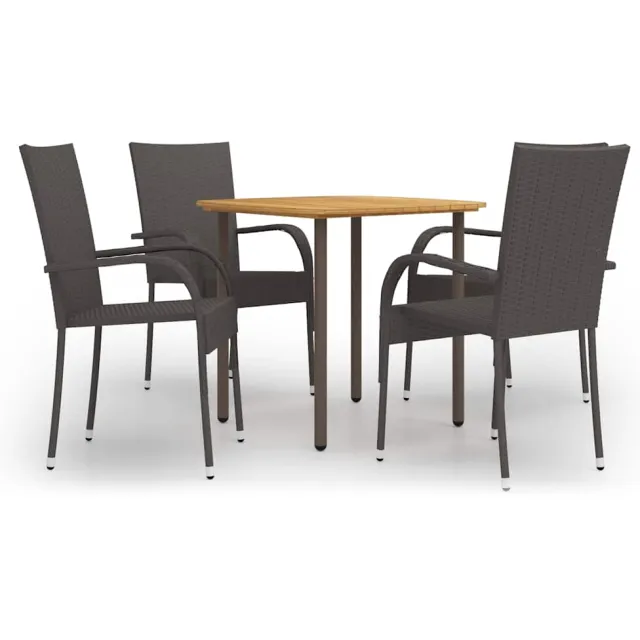 vidaXL 5-delige Tuinset poly rattan bruin