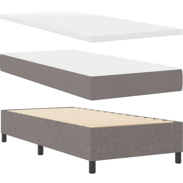 vidaXL Boxspring bed met LED-stripverlichting Taupe 90 x 190 cm Stof