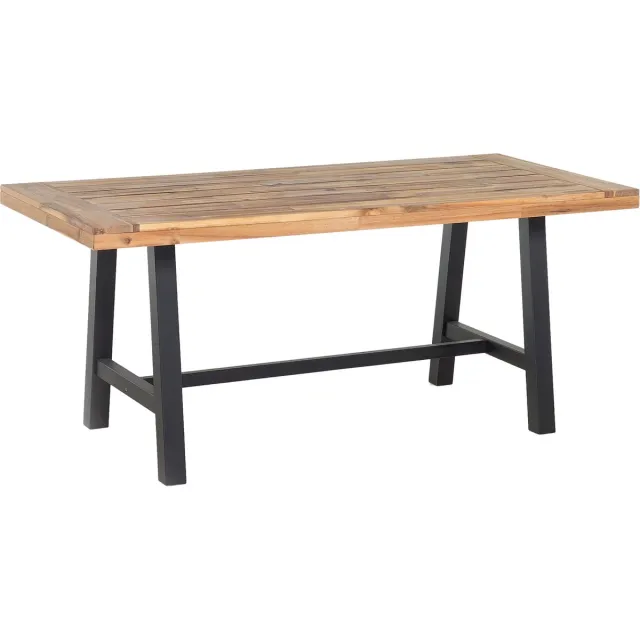 Beliani SCANIA - Tuintafel - Lichthout/Zwart - 80 x 170 cm - Acaciahout Bruin
