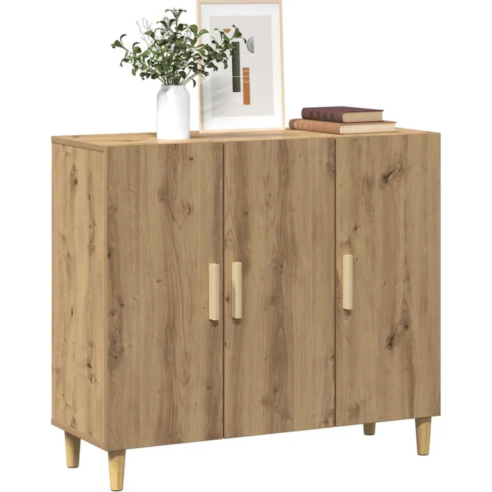 vidaXL Dressoir 90x34x80 cm bewerkt hout artisanaal eikenkleur, foto 2