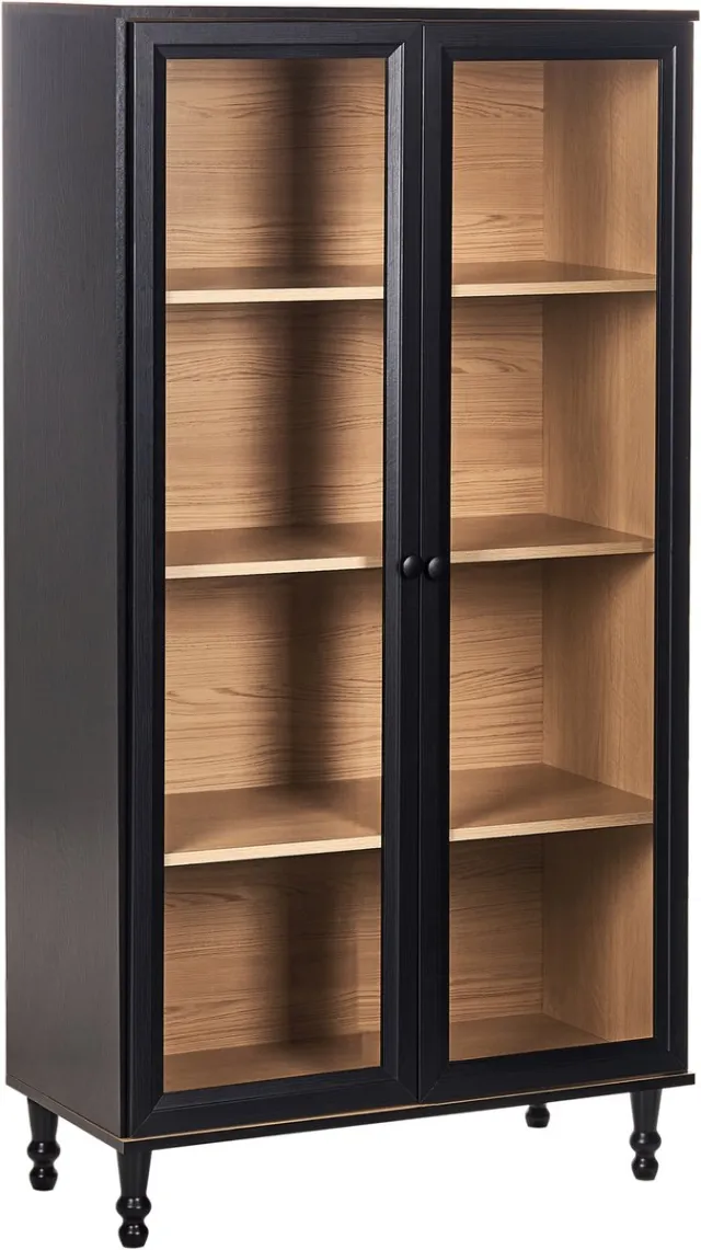 Beliani TINGLEDALE - Vitrinekast - Zwart - 80 cm - Hout