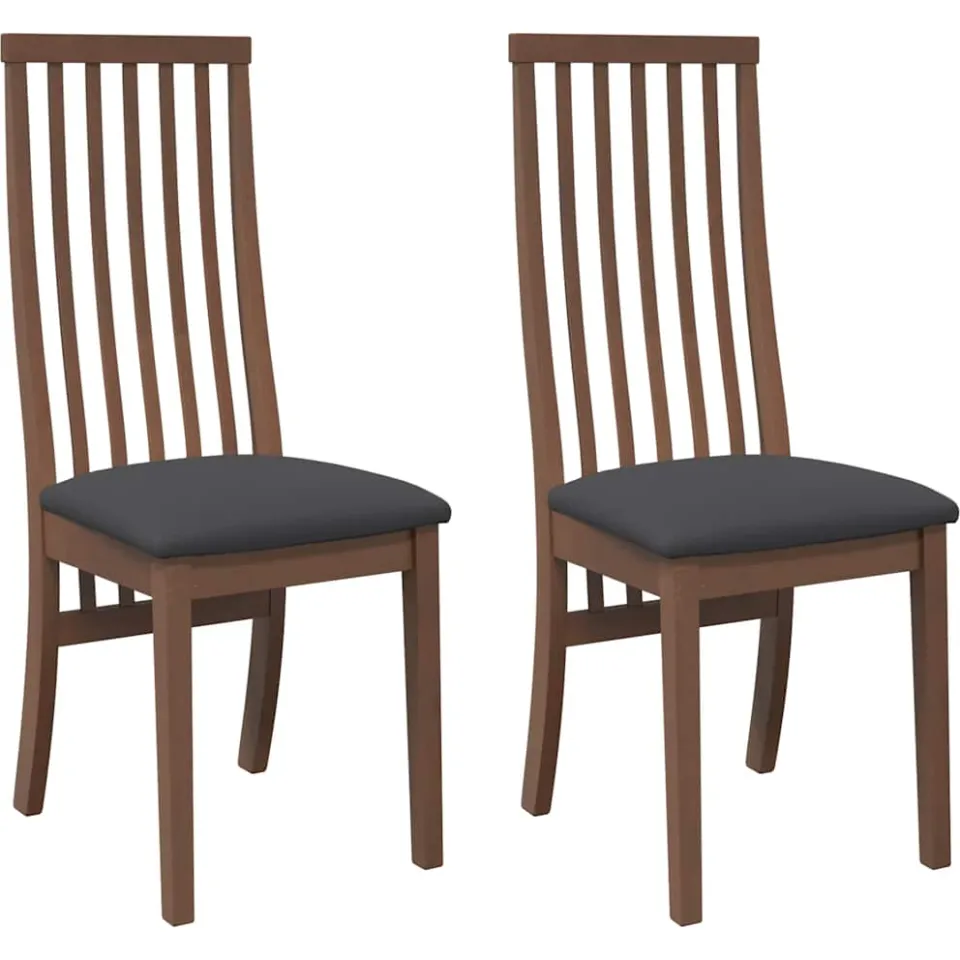 vidaXL Eetkamerstoelen met kussens 2 st massief hout rubber bruin