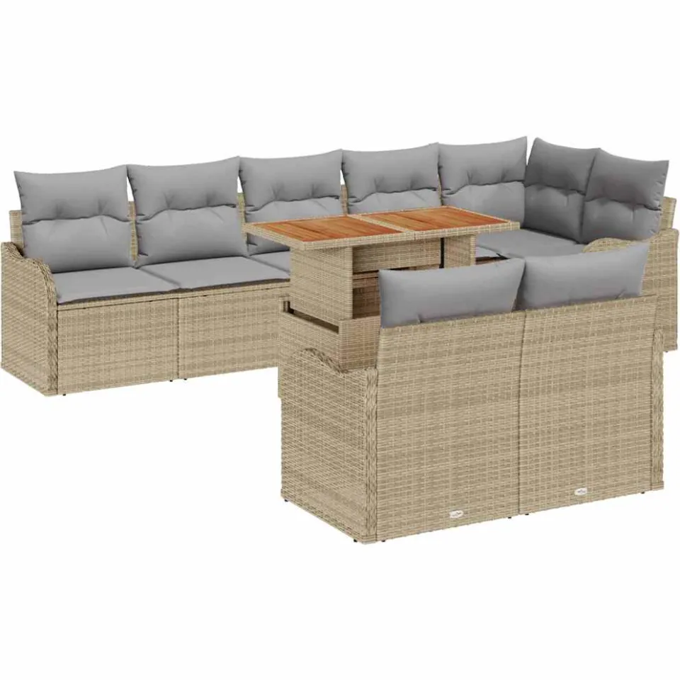 vidaXL Tuin Sofa Set 9 st Beige Poly riet