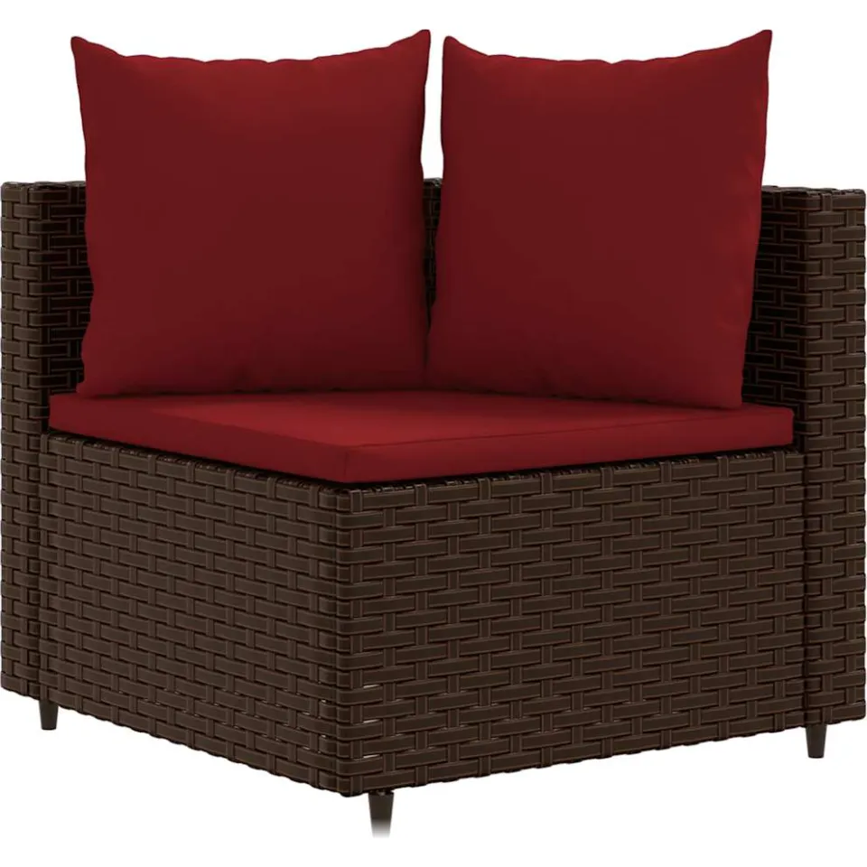 vidaXL 10-delige Loungeset met kussens poly rattan bruin
