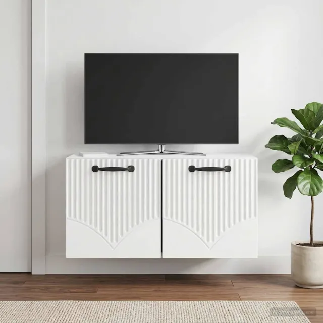 vidaXL Wandbeugel TV-kast Hoogglans Wit 59,5 x 31 x 30 cm Bewerkt hout