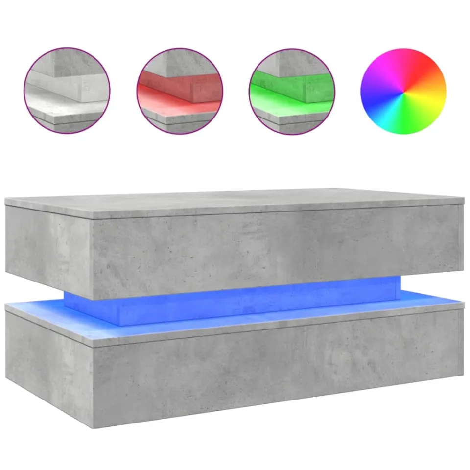 vidaXL Salontafel met LED-verlichting 90x50x40 cm betongrijs