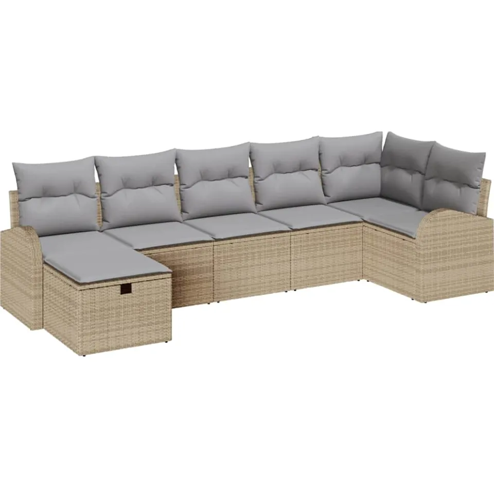 vidaXL Tuin Sofa Set 7 st Beige poly rattan