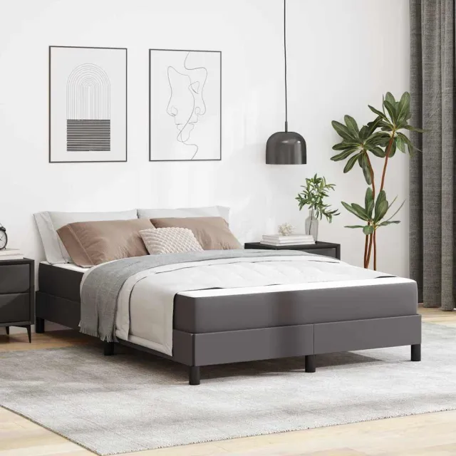 vidaXL Bedframe met matras Grijs 140 x 190 cm Stof