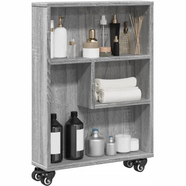 vidaXL Opbergtrolley smal 48x13x68 cm bewerkt hout grijs sonoma eiken
