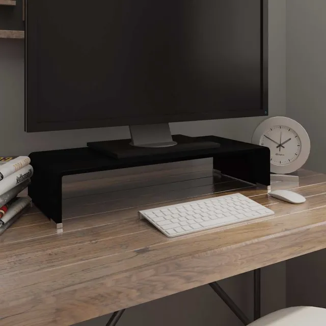 vidaXL TV-meubel/monitorverhoger zwart 60x25x11 cm glas, foto 2