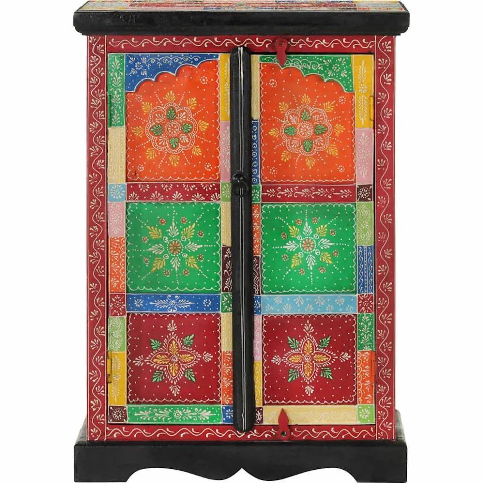 vidaXL Kast handgeschilderd met deuren 53x30x75 cm massief mangohout meerkleurig, foto 2