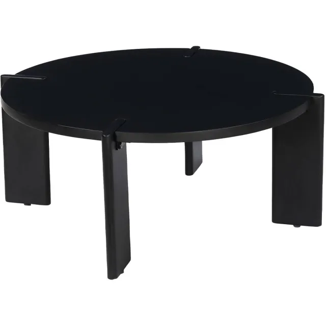 sweeek Ronde salontafel in massief hout 80cm - reva Zwart