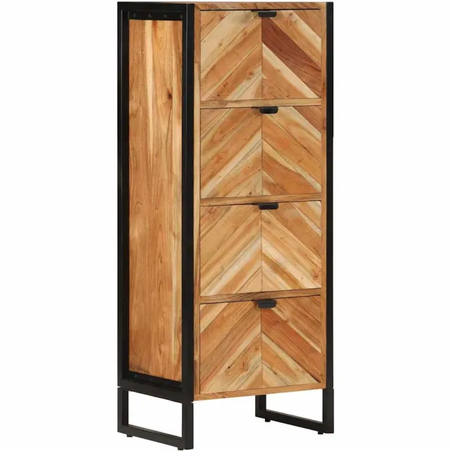 vidaXL Badkamerkast 40x30x100 cm massief acaciahout en ijzer Bruin