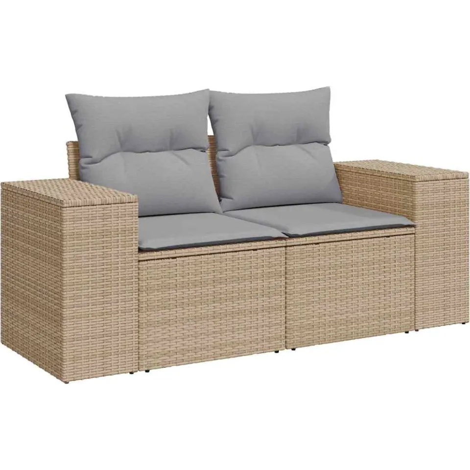vidaXL Tuin Sofa Set 9 st Beige poly rattan