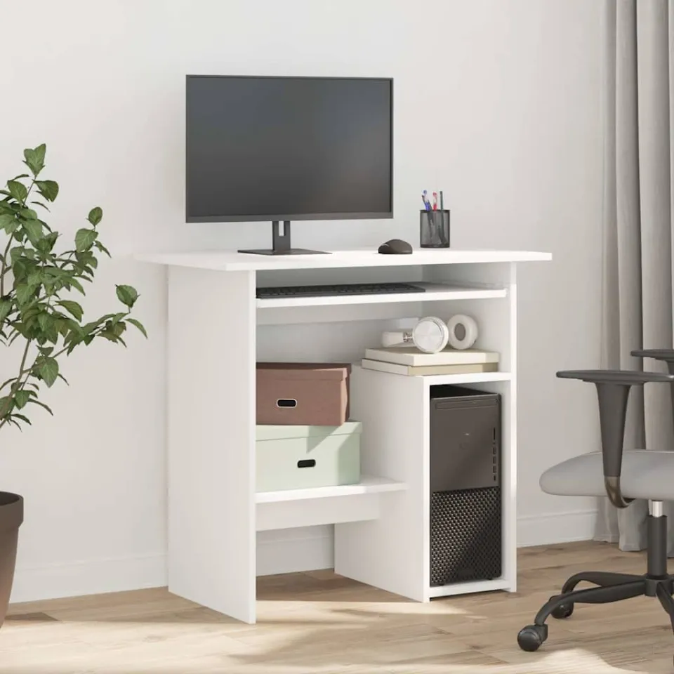 vidaXL Bureau 80x45x74 cm bewerkt hout wit, foto 2