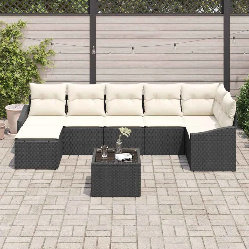 vidaXL Tuin Sofa Set 8 st Bruin en Crème poly rattan, foto 3