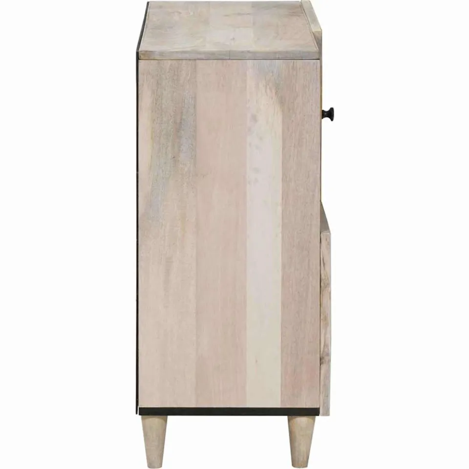 vidaXL Dressoir Bleached Wit 80 x 33 x 75 cm Massief Mango Hout, foto 4