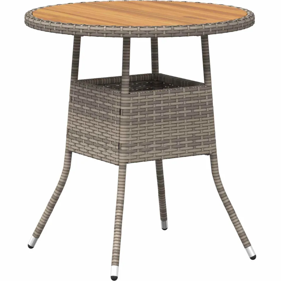 vidaXL Dinertafel Grijs en Acacia 70 x 70 x 73 cm Massief Acaciahout, foto 3