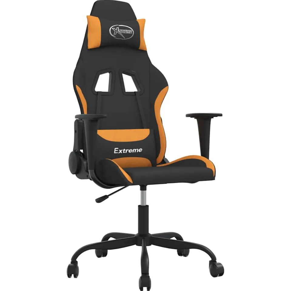 vidaXL Massage gamestoel stof zwart en oranje, foto 3