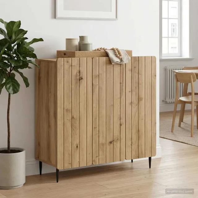 vidaXL Dressoir Artisanaal eiken 89 x 34,5 x 82 cm Bewerkt hout, foto 2