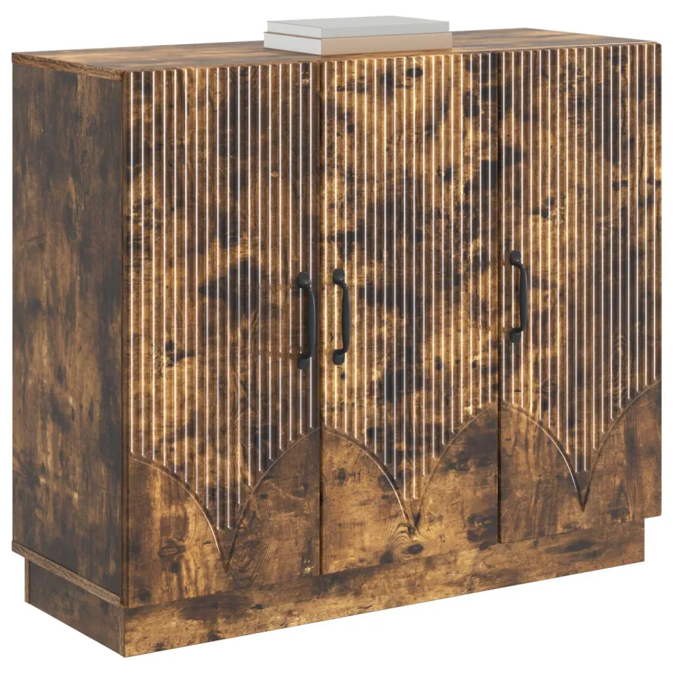 vidaXL Dressoir Gerookt eiken 89 x 34,5 x 77 cm Bewerkt hout Bruin