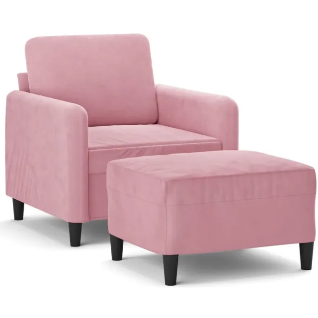 vidaXL Fauteuil - met - voetenbank - 60 - cm - fluweel - roze