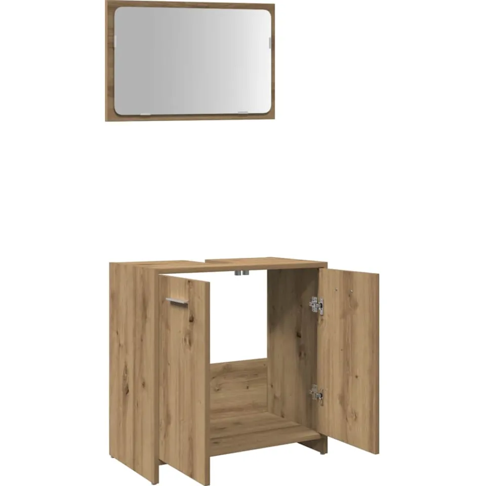 vidaXL Badkamerkast met spiegel bewerkt hout artisanaal eikenkleurig, foto 3