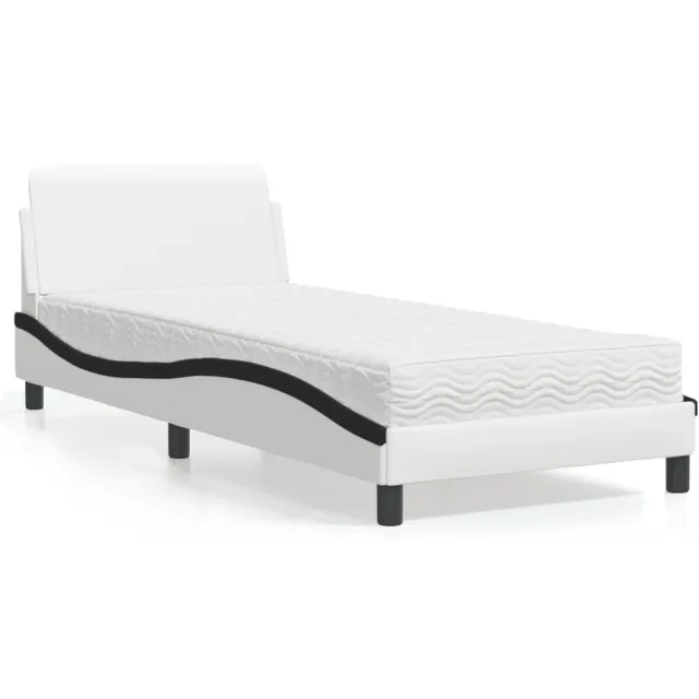 vidaXL Bed met matras "Dover" kunstleer wit en zwart 90x190 cm