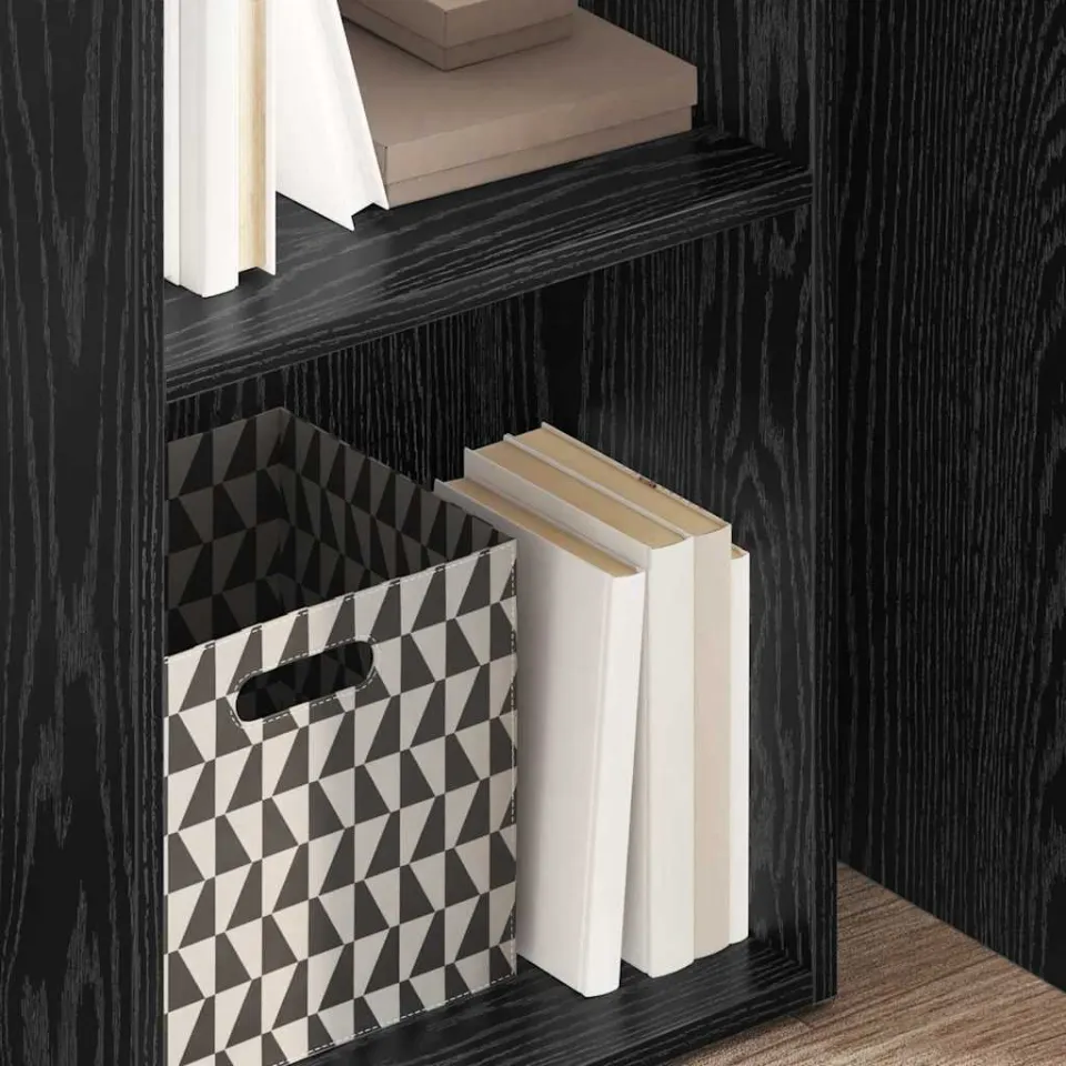 vidaXL Boekenkast 3-laags 40 x 30 x 114 cm Bewerkt hout Zwart Eiken, foto 4
