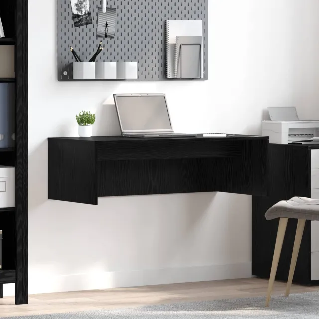 vidaXL Wandbureau Zwart Eiken 100 x 45 x 30 cm Bewerkt hout, foto 2