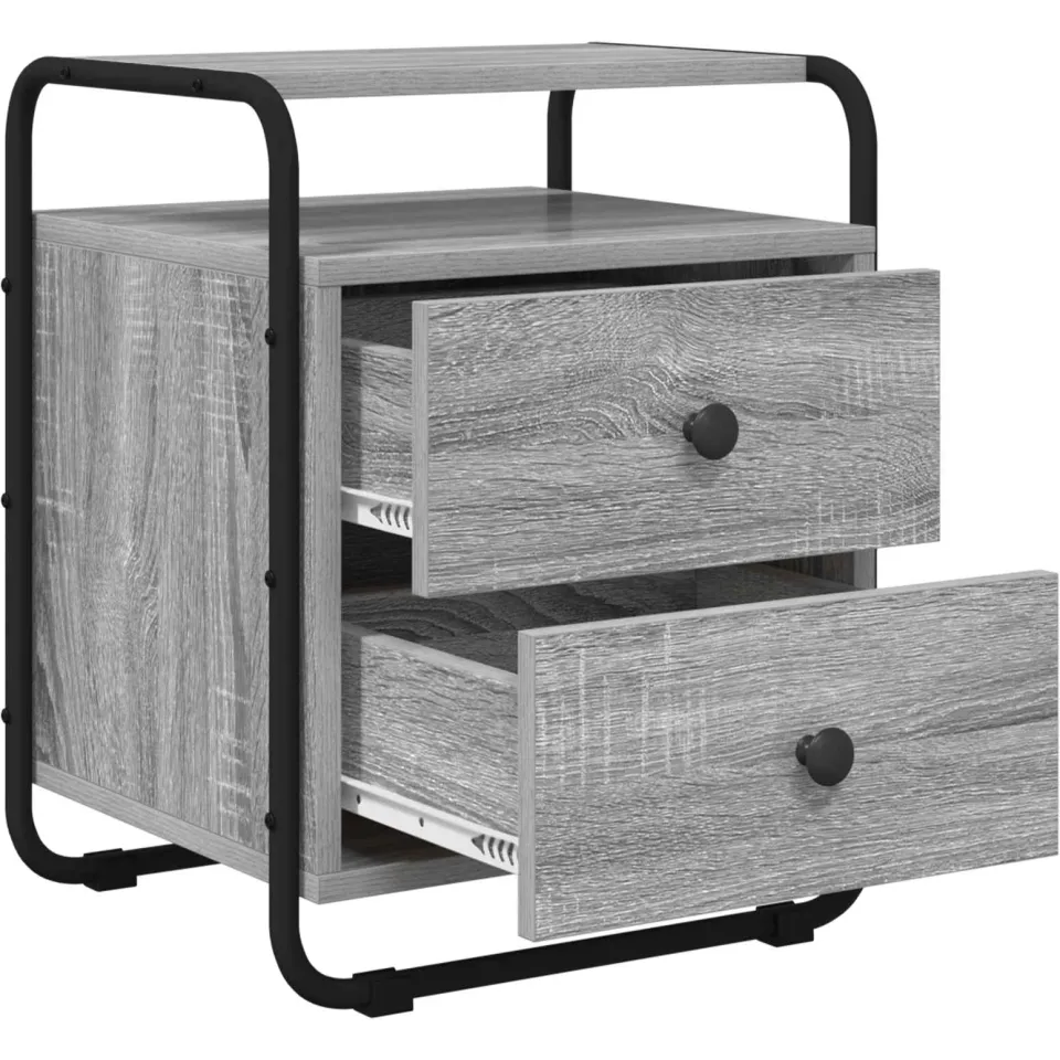 vidaXL Nachtkastje 2 st Grijs Sonoma 40 x 36,5 x 50 cm Bewerkt hout, foto 4