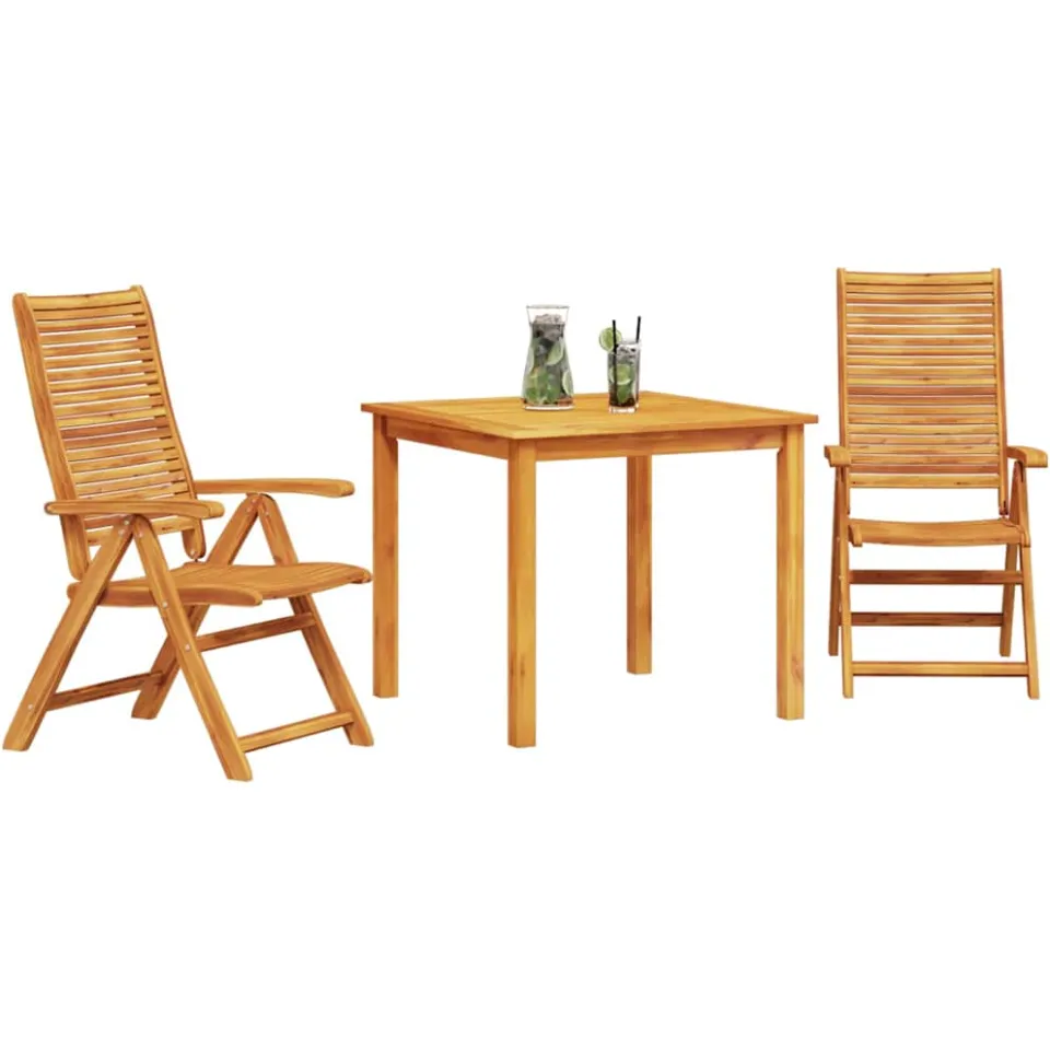 vidaXL Tuin eettafelset 3 st Bruin Massief Acaciahout, foto 2