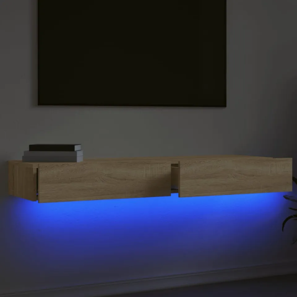 vidaXL Tv-meubelen 2 st met LED-verlichting 60x35x15,5 cm sonoma eiken, foto 3